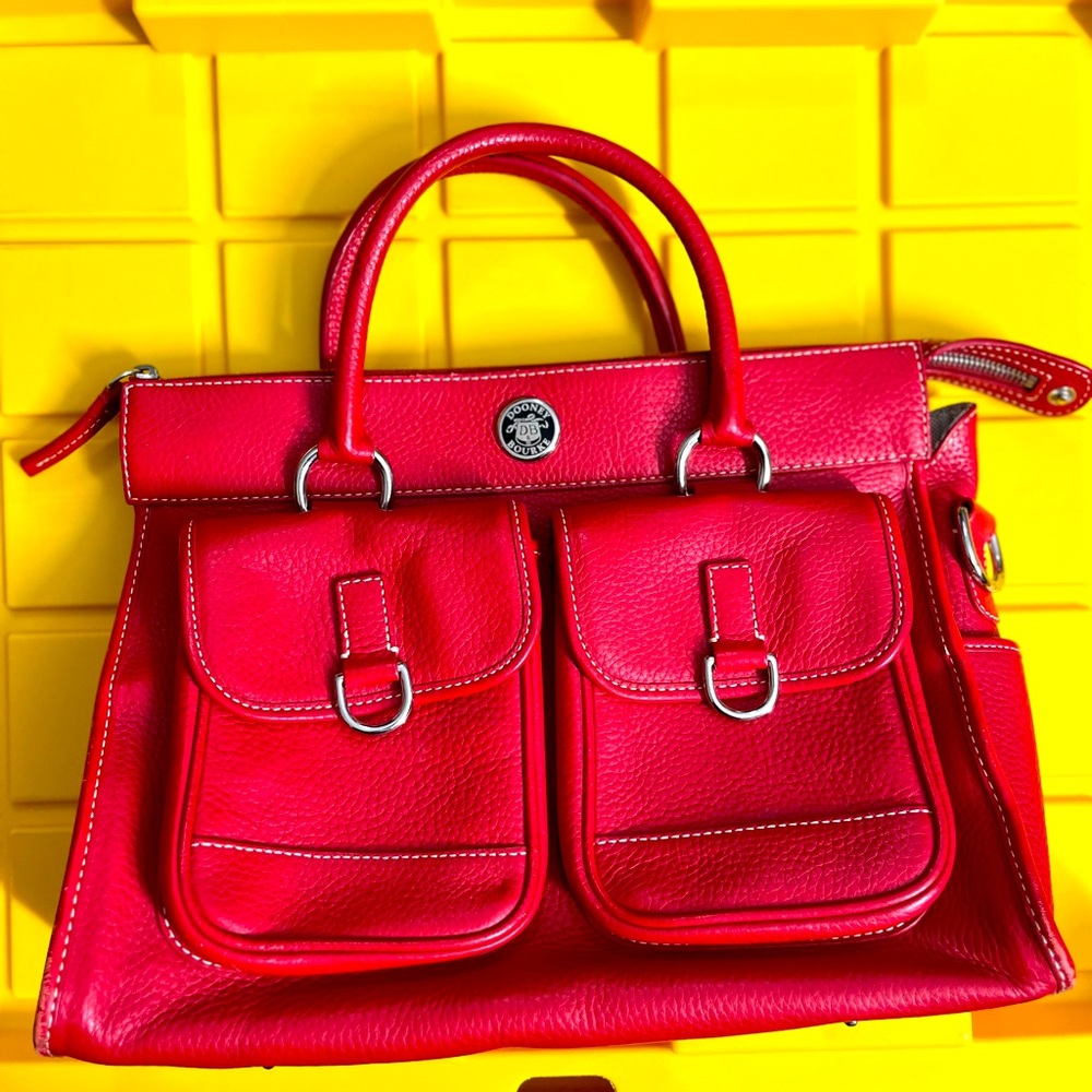 Dooney & Bourke Red Double Pocket Tote Bag Purse from QVC